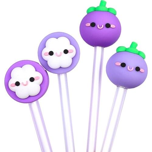 24pcs Cute Cartoon Creative Gel Pen 0.5mm Black Refillable Signature Pen Kawaii School Supplies Stationery