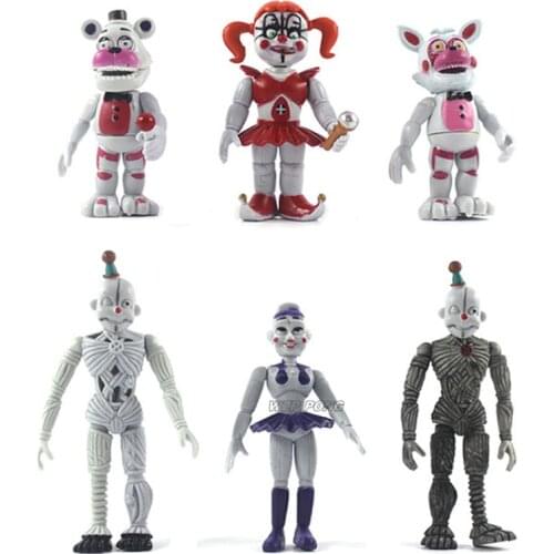 6 Pcs/set Game FNAF Five Nights Midnight Toy Bear Figurine Dolls Toys PVC Movable Joints Funtime Foxy Sister Action Figure Toy