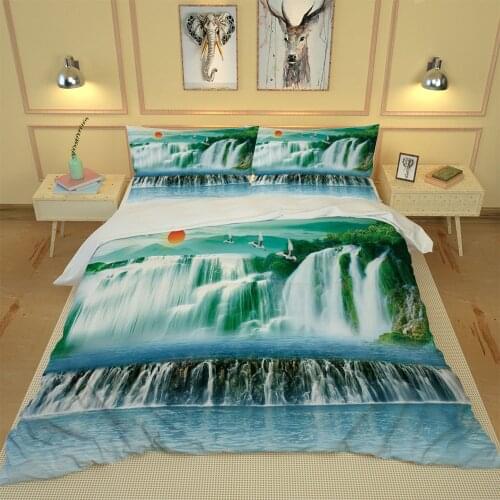 Large waterfall bedding set beautiful scenery pillow case Home textiles animal bedding 3d digital printing double bedding set