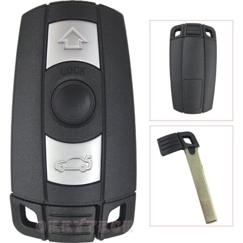 Remote Car Key Shell Case Fob For BMW 1 3 5 6 Series E90 E91 E92 E60 3 Buttons Uncut Blade Smart Key Replacement Car Key Cover