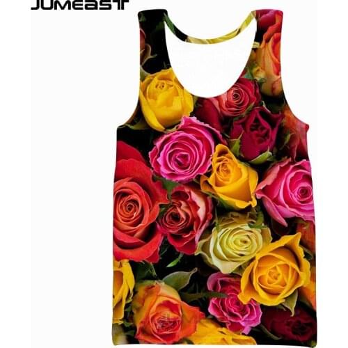 Jumeast Brand Men/Women 3D Printed Vest Beautiful Flowers Short Sleeve New Fashion Sport Pullover Summer Tank Tops Tees