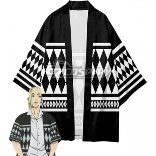 Tokyo Revengers Cosplay Cloak Anime Black White Top for Summer Ken Ryuguji Haori Kimono Tee Men Cape Adult Cosplay Costume E001