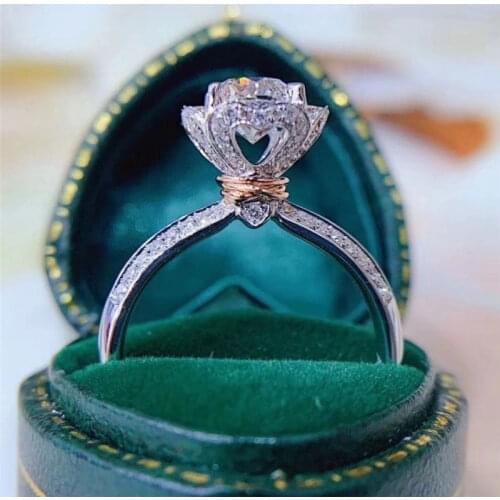 Passed Diamond Test Moissanite Diamond Ring Super White D Color Diamond Ring Heart-shaped Temperament Women Fashion Jewelry Gift