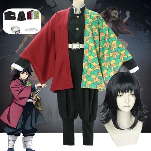 Adult Kids Anime Demon Slayer Cosplay Costume Tomioka Giyuu Kimetsu no Yaiba Men Kimono Uniform