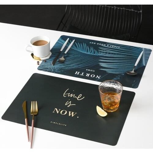 Creative Plastic Placemat for Dining Table Green Plants Pattern Table Mat Waterproof Non Slip Placemats Coaster 45*30CM