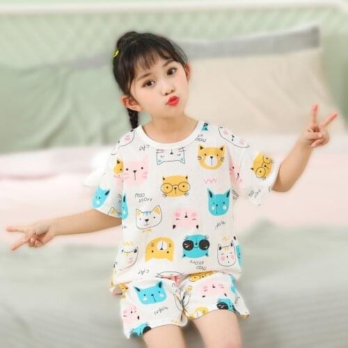 Kids Pajamas Summer Childrens Pajama Sets Baby Girls Sleepwear Child Short Sleeves Pyjamas Boys Cotton Pijamas Clothing Sets