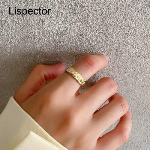 Lispector 925 Sterling Silver French Irregular Rings for Women Men Simple Slim Open Ring Unisex Matching Party Jewelry Gifts