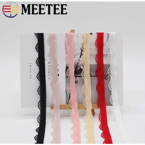 Meetee 21/42M 15mm Nylon Stretch Lace Trims Underwear Decoration Mesh Laces Elastic Band DIY Baby Hair Bands Sewing Accessories