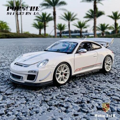 Bburago 1:18 Porsche 911 GT3 RS 4.0 white racing edition die casting alloy car model Art Deco Collection Toy tools gift factory