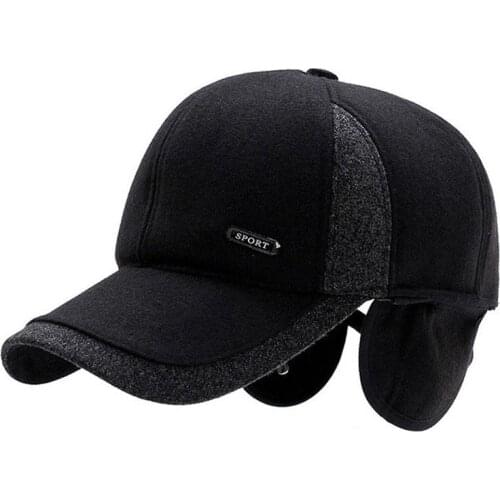 Brand NEW Autumn Winter Baseball Caps for Men with Ear Flaps Cotton Thick Warm Earmuffs Cap Men Dad Hat & Caps