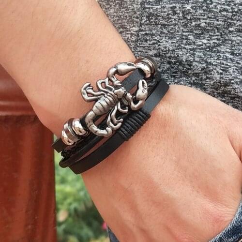 New! Woven Leather Rope Wrapping Special Style Classic Multi-layer Buckle Mens Leather Bracelet 21cm Mens Christmas Gifts