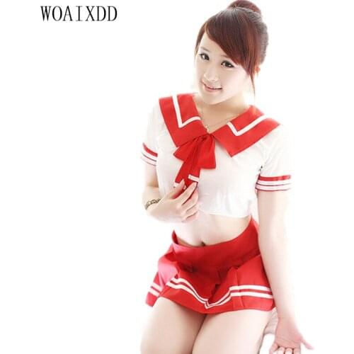 New Arrivla Sexy Women Lady 2017 Deep V Top Mini Skirt School Academy Uniforms Cosplay Student Costumes Lingerie Babydoll red