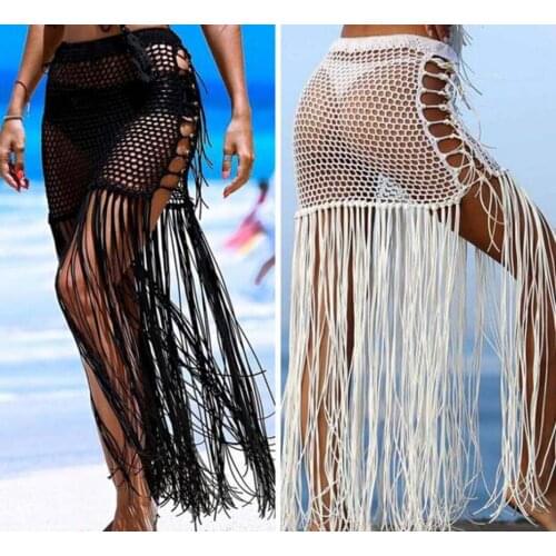 Wholesale Free shipping fashion style womens tassels long skirts sexy ladies Handmade knitted hollow swimsuit beach dresses