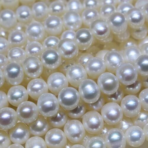 7-8mm White Freshwater Pearl Necklace Round Beads Fashion Jewelry For Women 16'' Choker