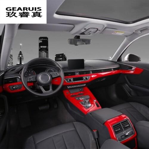 Car Styling For Audi A4 B9 A5 Central control Gear Shift Panel Gears Handrest Water cup Cover Stickers Interior Auto Accessories