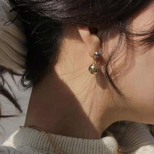Joolim High Quality PVD Gold Finish Two-tone Beads Drop Stainless Steel Earring Tarnish Free Gold Jewelry