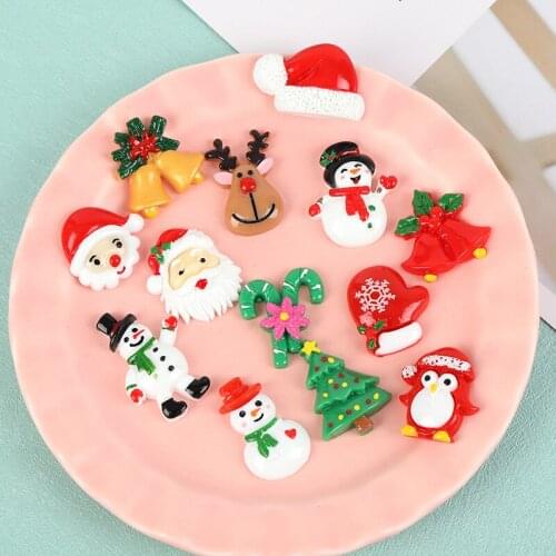 WhatIlife 6Pcs Kawaii Cute Christmas Series Resin Flat Back Embellishments Scrapbook DIY Decor Crafts Appliques Accessories
