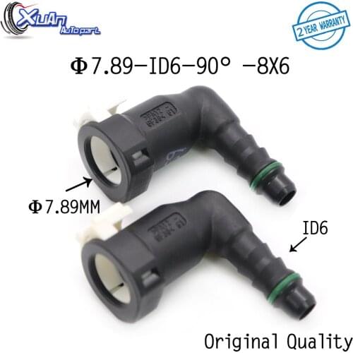 XUAN 2pcs 7.89mm 7.89 ID6 90 degree 5/16 Fuel Pipe Joint Fuel Line Quick Connector Female Connector Fitting Auto Parts for Car