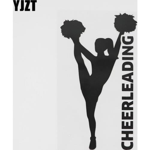 YJZT 8.6CMX15.4CM Support Athletic Cheerleading Girl Decal Vinyl Car Sticker Black/Silver 8A-0698
