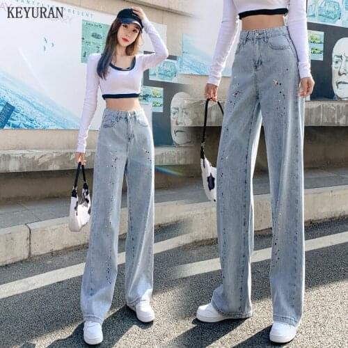 Woman Jeans High Waist Clothes Wide Leg Denim Clothing Blue Streetwear Vintage Quality 2020 Fashion Harajuku Straight Pants