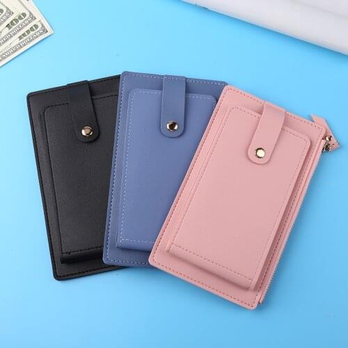 Women Purse Zipper Mini PU Clutch Bag Money Credit Card Holder Fashion Classic Solid Color Casual Travel Multi Card Position
