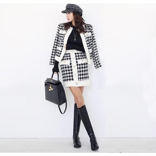 Fashion fresh coat new arrival elegant slim pencil skirt 2 pieces high quality work style cute knit thick warm sexy women set