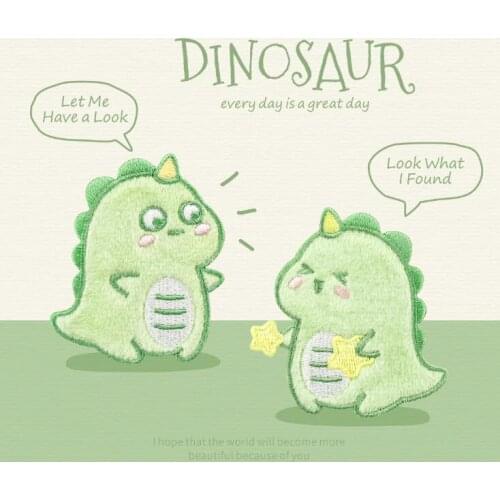 1PC Fluffy Dinosaur Cartoon Patches Clothes Embroidered Iron On Applique Stickers Animals Patchwork For Kids Baby Hats Dress DIY