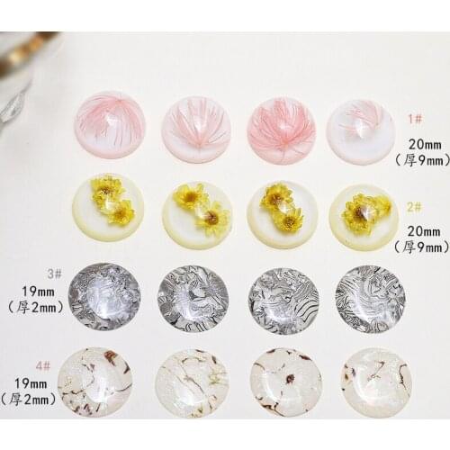 10pcs Elegant rendering wind resin Earrings For Women Girls semicircle embedded immortal flower patch diy jewelry accessories