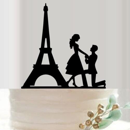 100pcs/lot Creative lover with Eiffel Tower design wedding cake inserted card Wedding Cake Topper Party Cake Decorations