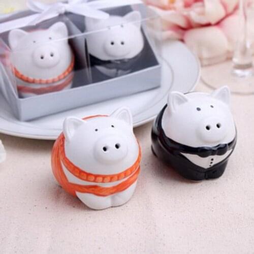 2SETS Lovely Pig Good Ceramic Salt and Pepper Shakers Wedding Kitchen Party Giveaways Gift For Guest