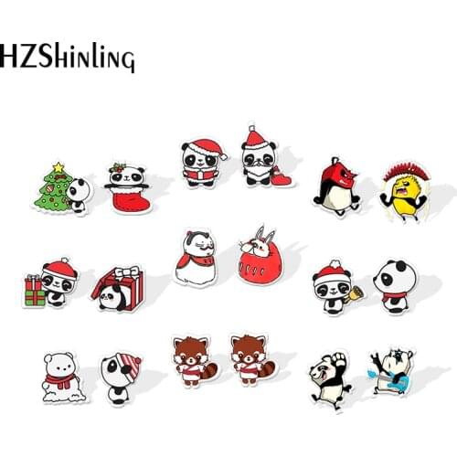 2019 New Christmas Panda Acrylic Earring Love Panda Epoxy Earrings Fashion Funny Earring Gifts Children