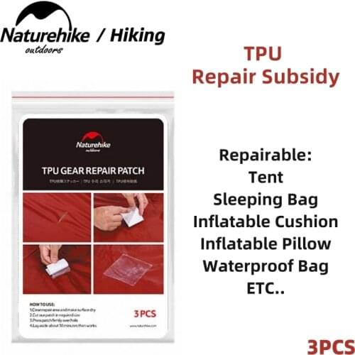 Naturehike Camping TPU Gear Repair Patch 3pcs/lot Waterproof Patch Tent Sleeping Bag Mats Use Camping Accessories