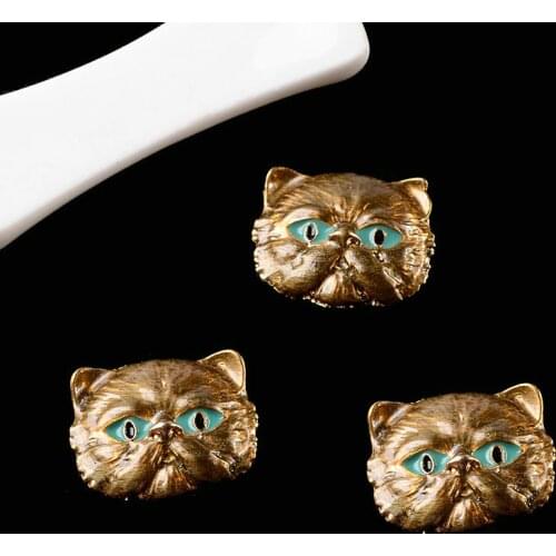 5 pcs Alloy material dripping oil cat face accessories diy hair accessories headdress bags jewelry Craft accessories material