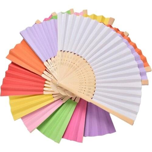 50PCS Folding Paper Hand Fan Ladies Baby Gift Wedding Return Gift Birthday Party Decoration