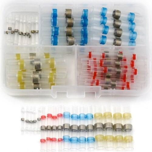 50PCS/Set Solder Seal Heat Shrink Connector Waterproof 4 Sizes Electrical Wire Butt Cable Terminal Connector Kit 22-10 AWG