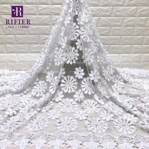 Nigerian White Dry Lace Fabrics Bride Wedding Dress Net Fabric With Beads And Stones African India Milk Silk Mesh Swiss Voile
