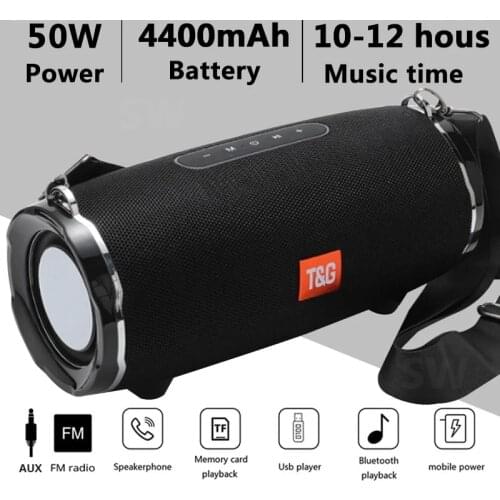 50W High Power TG187 Bluetooth Speaker Waterproof Portable Column For PC Computer Speakers Subwoofer Boom Box Music Center Radio