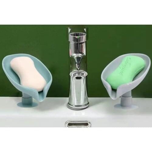 Leaf Shaped Soap Holder Shower Soap Shelf Bath Soap Box Vertical Suction Cup Laundry Soap Dish Storage Tray Bathroom Accessories