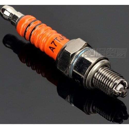 By DHL 500pcs moto 110cc Wholesale Motorcycle Spark Plug A7TJC GY6 ATV Moped Scooter Three-Electrode