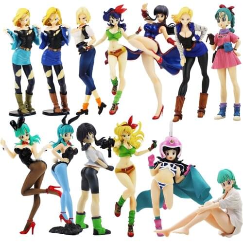 9-24cm Anime Dragon Ball Z Android No. 18 Figurine Lunch Bunny Girl Bulma Chichi Sexy Girl PVC Action Figure Model Toy Doll