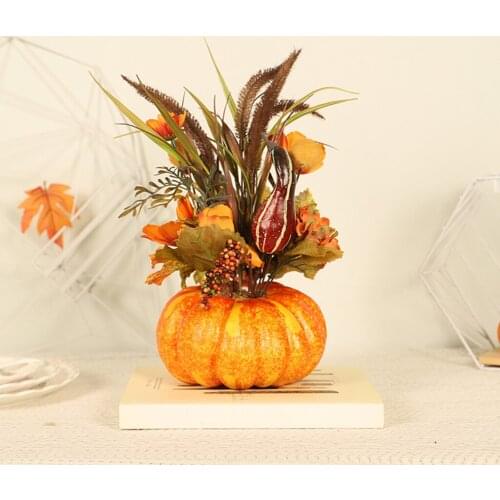 Halloween Artificial Pumpkins Maple Leaves Arrangements Harvest Fake Dinner Home Thanksgiving Party Table Photo Props Decor