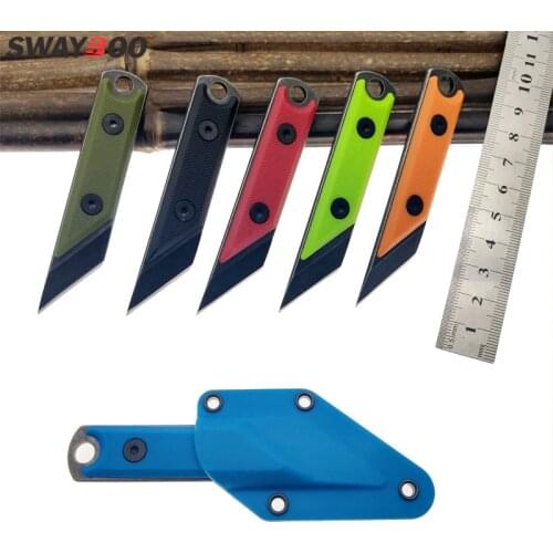 Swayboo Stone Wash 3Cr13 Steel Mini Pocket EDC Fixed Blade Knife ABS Handle Paper Trimmers Camping Tool Necklace With Case