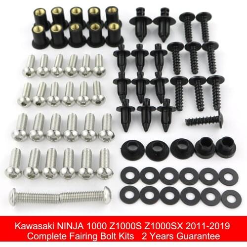Fit For Kawasaki Ninja 1000 Z1000S Z1000SX 2011-2019 Complete Full Fairing Bolts Kit Clips Covering Bolts Screw Stainless Steel