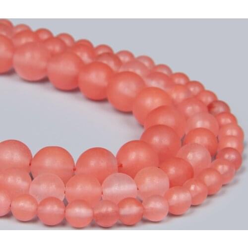Matte Pink Watermelon Tourmaline Beads Loose Spacer Cherry Quartz Stone 15‘’ Bead For Women Diy Jewelry Making Bracelet Necklace