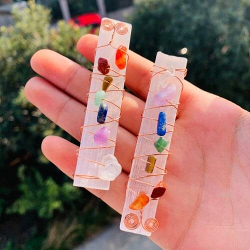 Natural Crystal Column Crushed Stone Thread Wind Chakela Energy Healing Degaussing Paperweight Homechristmas Decor Collection