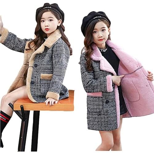 Autumn Winter Kids Woolen jacket for Girl Baby Girls Overcoat Woolen Coat For Girl Outerwear Winter Warm Snowsuit Kids Jackets