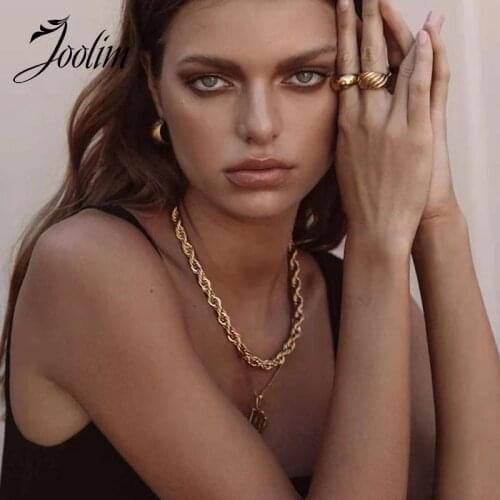 JOOLIM Jewelry Wholesale Gold Finish Chunky Rope Chain Necklace Stainless Steel Necklace