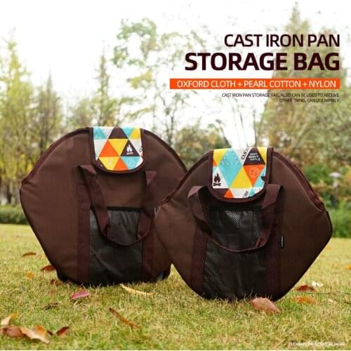Outdoor camping cast iron pan storage bag portable thickening self-driving barbecue pan frying pan tote bag