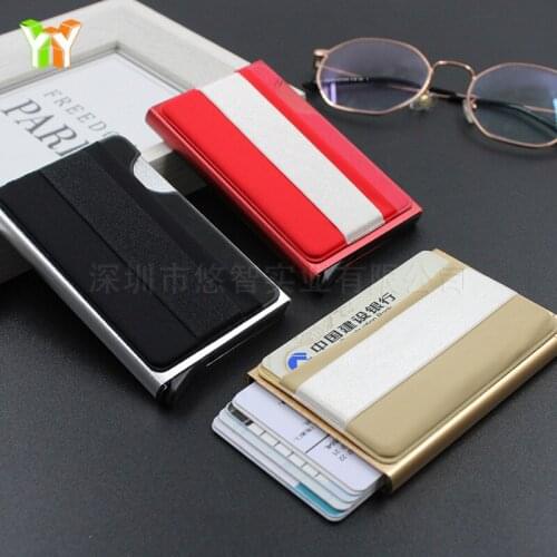 Anti-theft brush metal card package men stainless steel ultra-thin anti-degaussing RFID shielding anti-nfc bank card holder