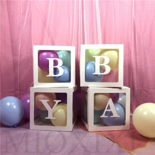 Transparent Box Balloons Filled Wedding Decoration Baby Shower Baby Name Letters Birthday Party One Year Age Kids Boy Girl Gift